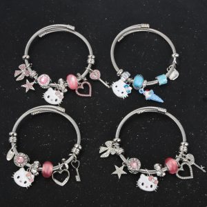 Cute Girl Sanrio Pink Hello Kitty Enamel Bracelet