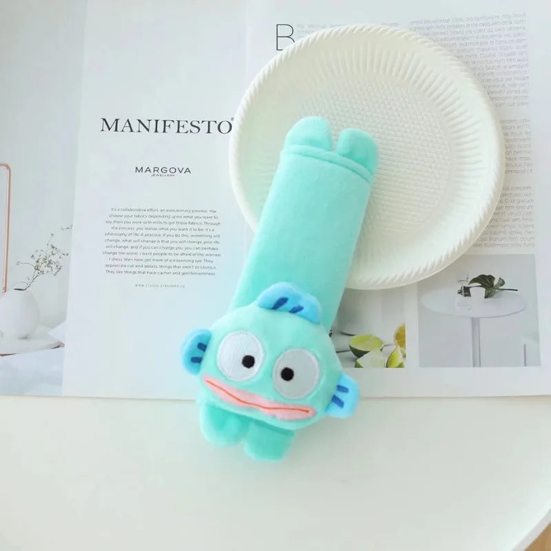 New Sanrio Kawaii Hangyodon Car Headrest & Seat Belt Cover Set - Image 4