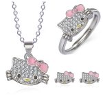 Kawaii Sanrio Hello Kitty Rhinestone Necklace & Ring