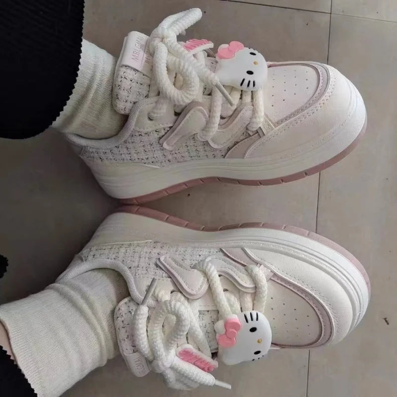 2024 New Sanrio Hello Kitty Soft Girl Big Head Off White Shoes - Image 5