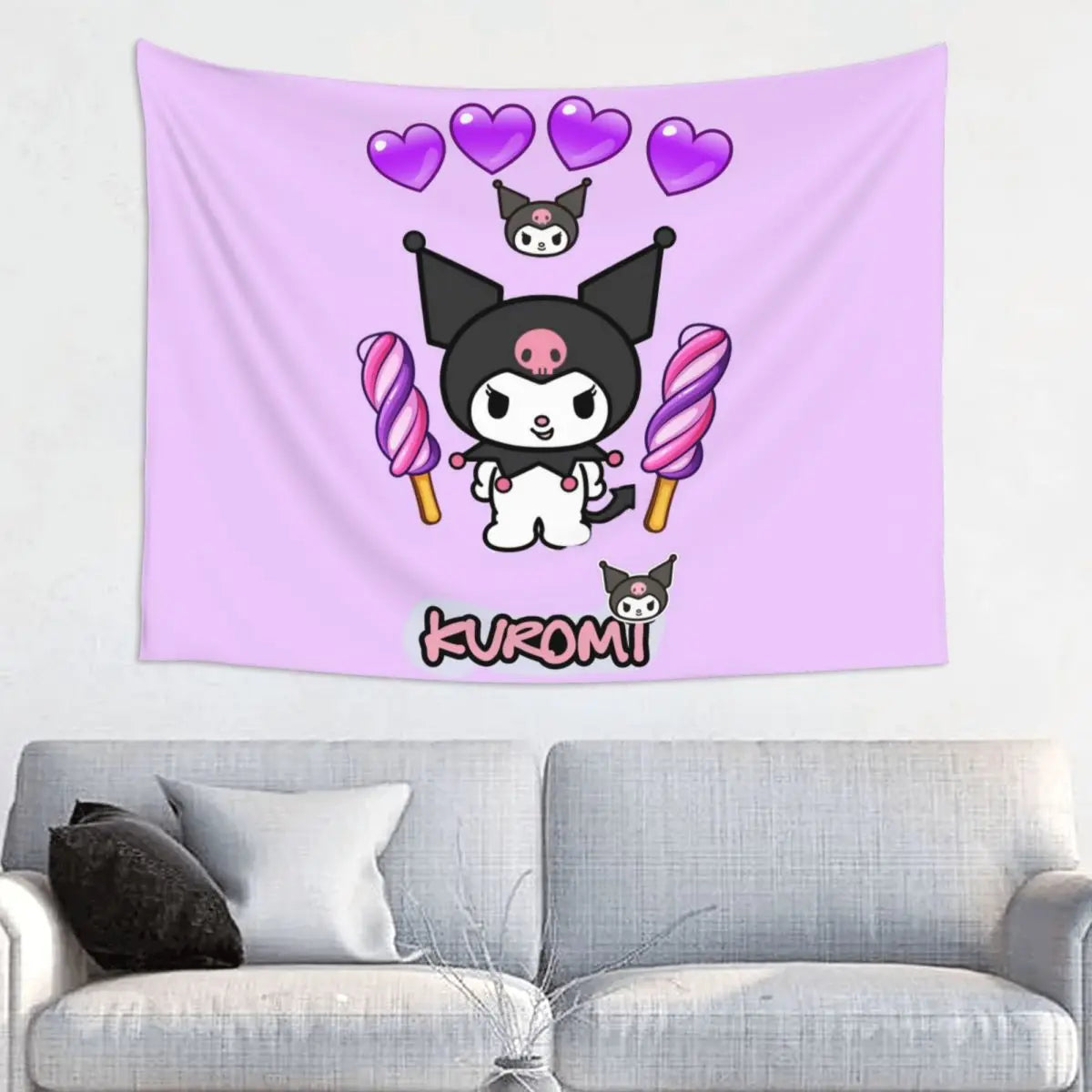 Custom Melody Kuromi Cartoon Anime Hippie Tapestry - Image 9