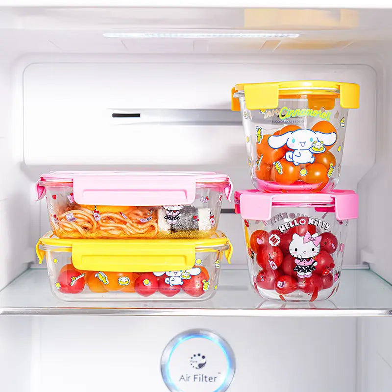 Sanrio Cartoon Kuromi, Hello Kitty & Cinnamoroll Anime Glass Lunch Box - Image 4