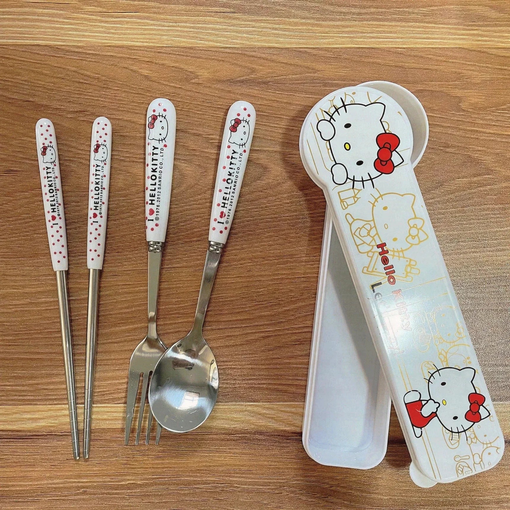Cartoon Cute Hello Kitty Chopsticks & Spoon Set - Image 4