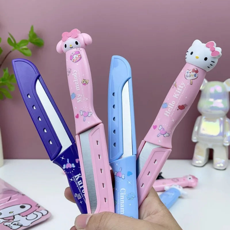 Sanrio Hello Kitty Kawaii Kuromi & My Melody Fruit Peeling Knife Set - Image 4