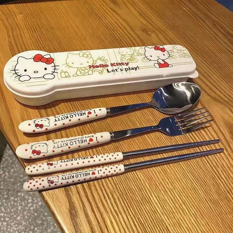 Cute Hello Kitty Chopsticks & Spoon Set - Image 2