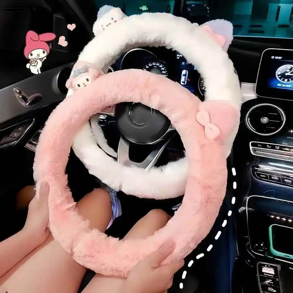Anime Hello Kitty Plush Car Steering Wheel Cover - Image 2
