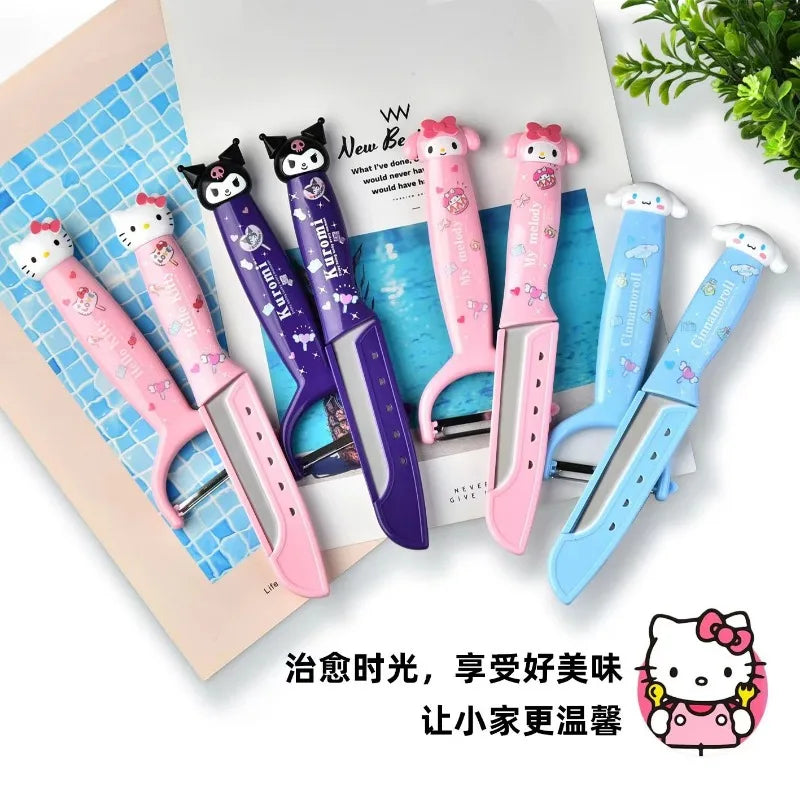 Sanrio Hello Kitty Kawaii Kuromi & My Melody Fruit Peeling Knife Set - Image 5