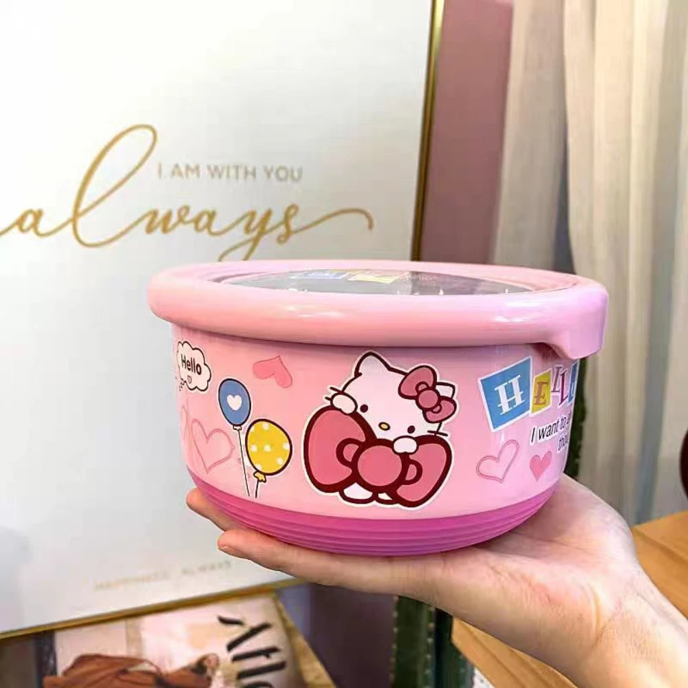 Anime Sanrio Hello Kitty Stainless Steel Ramen Bowl with Lid - Image 2