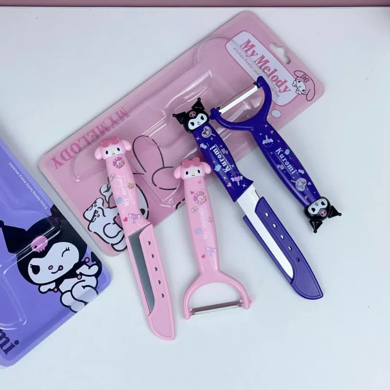 Sanrio Hello Kitty Kawaii Kuromi & My Melody Fruit Peeling Knife Set - Image 3