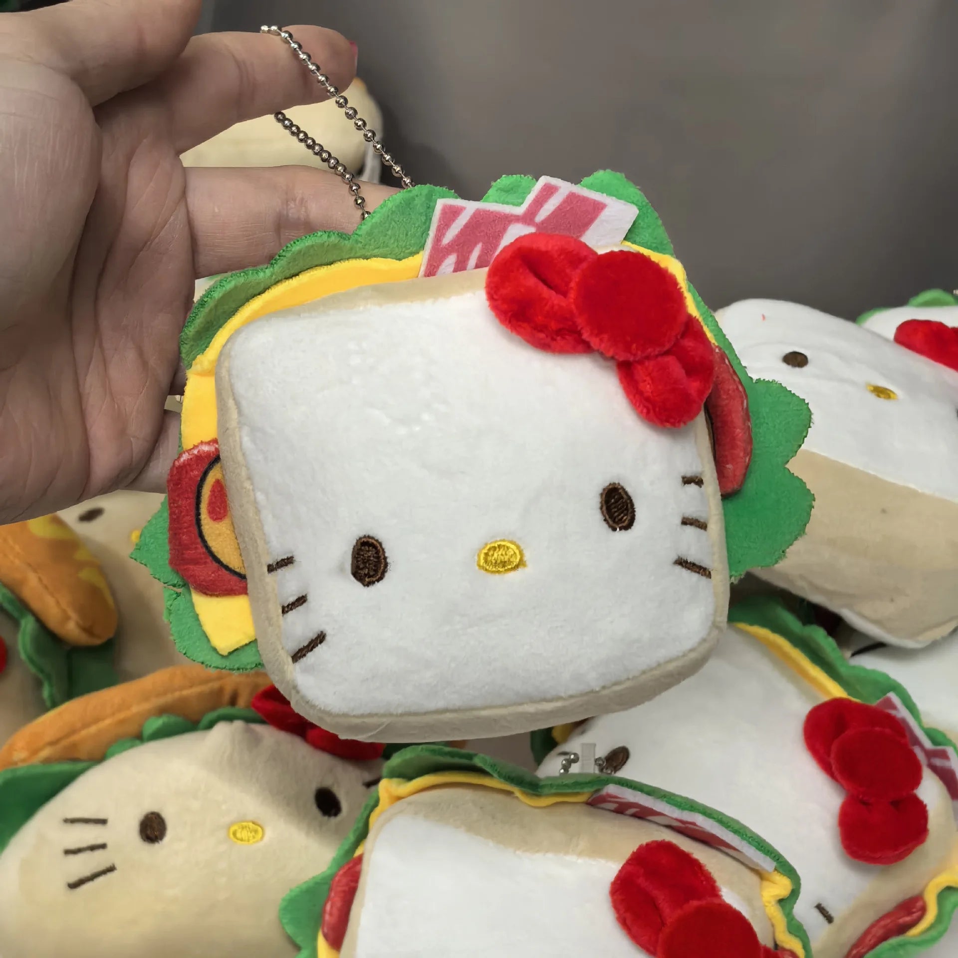 New Sanrio Sandwich Hot Dog Hello Kitty Stuffed Keychain - Image 7