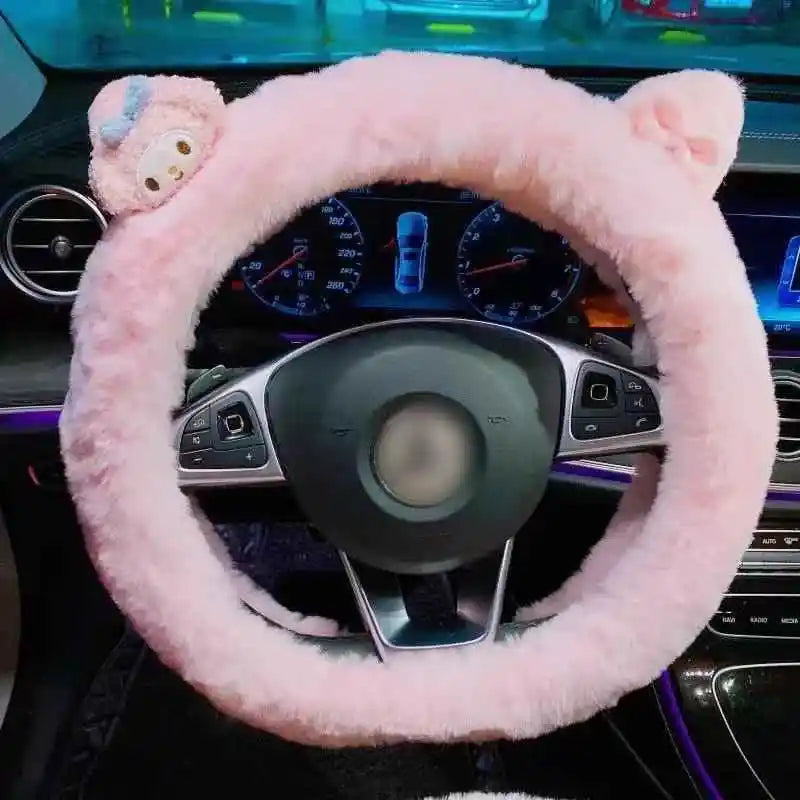 Anime Hello Kitty Plush Car Steering Wheel Cover - Image 5