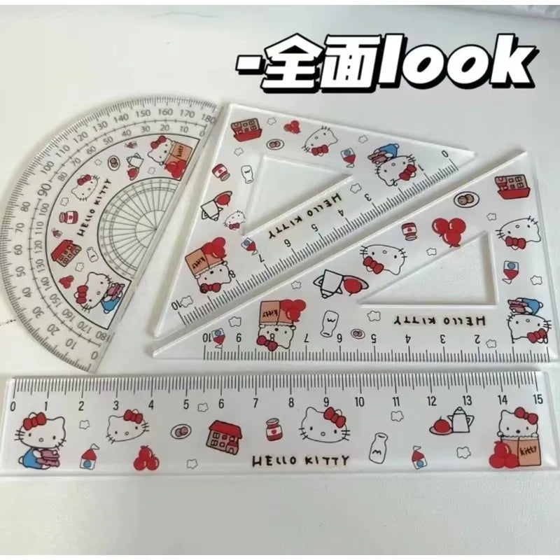 Hello Kitty Cartoon Animation Peripheral Cute Acrylic Ruler Four-Piece Set - Image 2