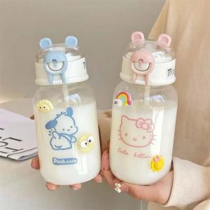 600ML Kawaii Sanrio Transparent Straw Cup