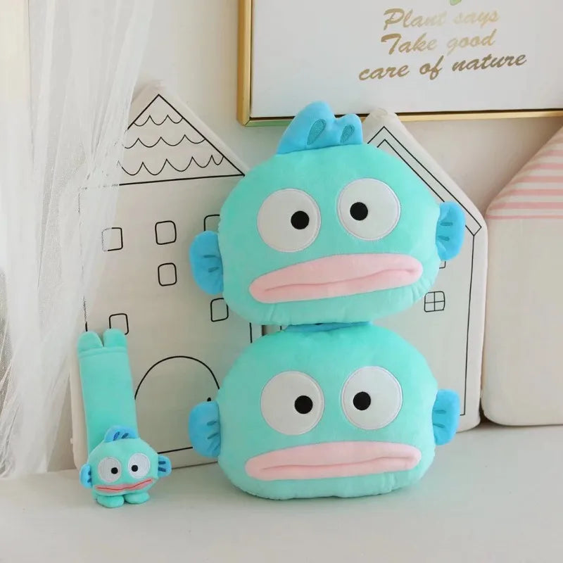 New Sanrio Kawaii Hangyodon Car Headrest & Seat Belt Cover Set - Image 2