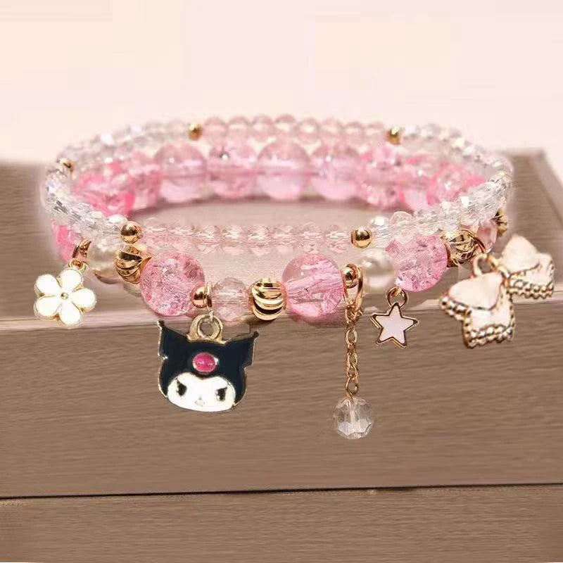 1PCS Kawaii Sanrio Kuromi & My Melody Crystal Beads Bracelet - Image 19